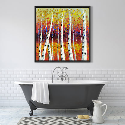 Toile encadrée Arbres jaunes | Décoration d'intérieur Bouleaux colorés