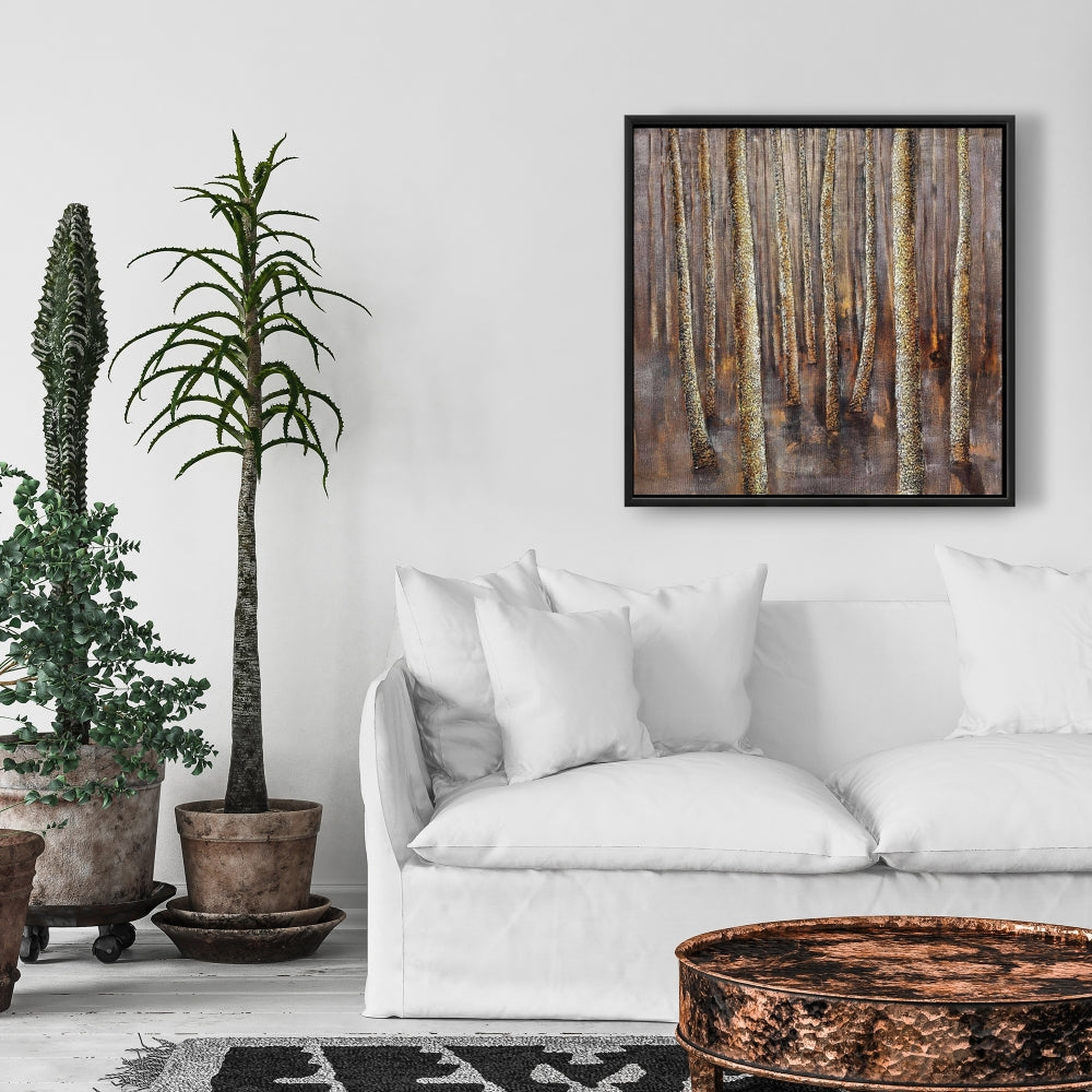 La Forêt Sombre - Décoration de chambre contemporaine sur toile encadrée marron