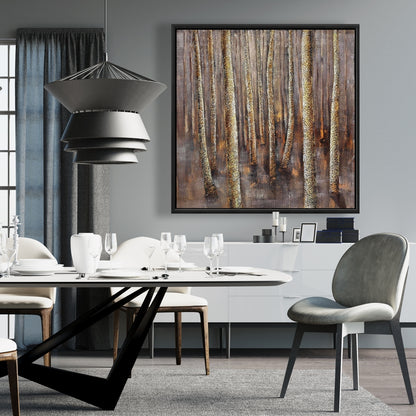 La Forêt Sombre - Décoration de chambre contemporaine sur toile encadrée marron