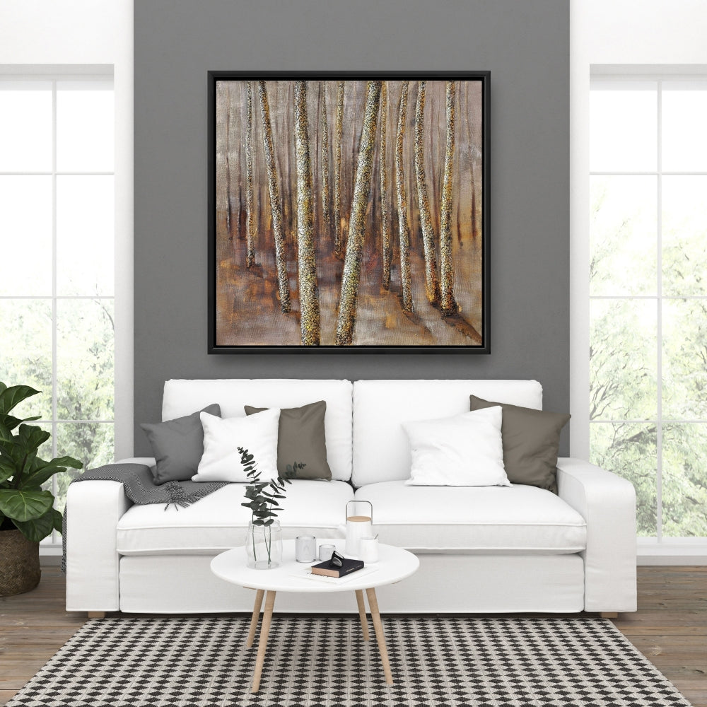 Toile Forêt - Décoration murale encadrée marron pour chambre à coucher