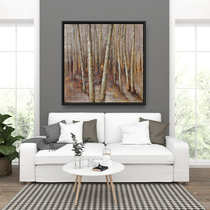 Toile Forêt - Décoration murale encadrée marron pour chambre à coucher