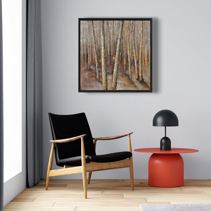 Toile Forêt - Décoration murale encadrée marron pour chambre à coucher