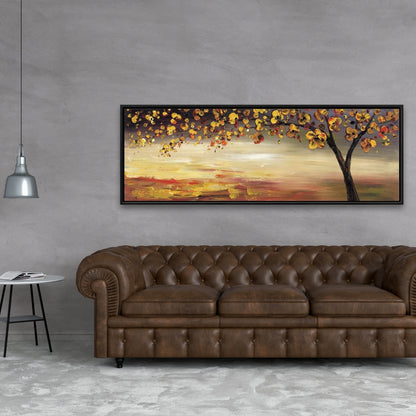 Toile encadrée Arbre d'automne - Décoration murale contemporaine pour chambre à coucher