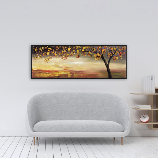 Toile encadrée Arbre d'automne - Décoration murale contemporaine pour chambre à coucher