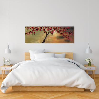 Red Flowers Tree Canvas | Landscape Bedroom Wall Art Decor