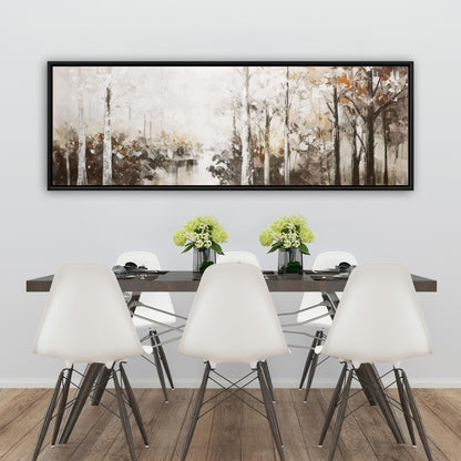 Toile de chambre moderne marron – Décor abstrait de forêt blanche