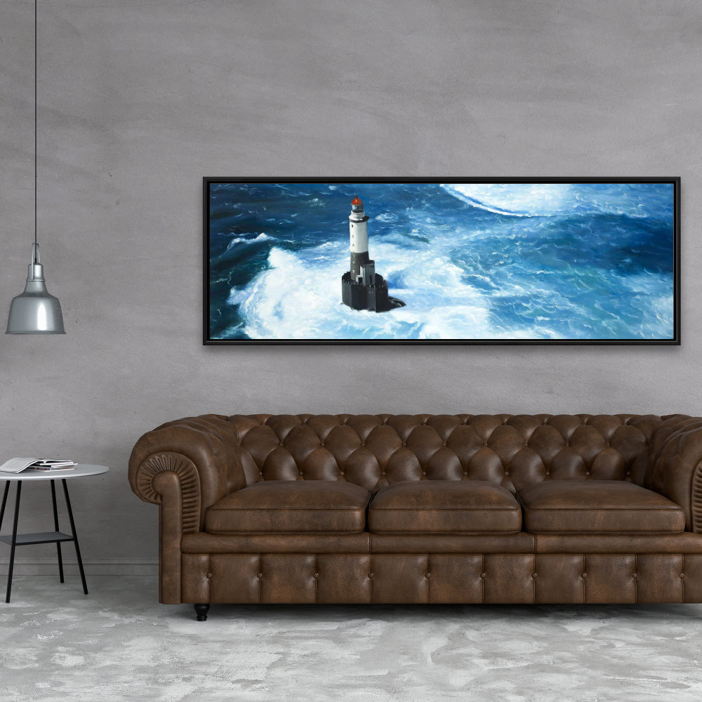 Unleashed Waves on a Lighthouse Canvas | Coastal Home Decor
