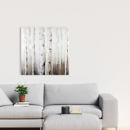 Abstract White Birches Canvas | Modern Trees Home Decor