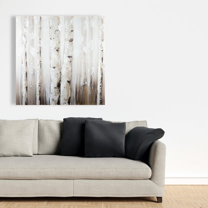 Abstract White Birches Canvas | Modern Trees Home Decor