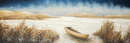 Toile encadrée représentant un bateau côtier – Décoration d'intérieur : Bateau dans un marais