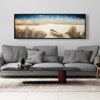 Toile encadrée représentant un bateau côtier – Décoration d'intérieur : Bateau dans un marais