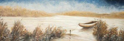 Toile contemporaine bleue pour chambre à coucher – Décoration murale représentant un bateau abandonné