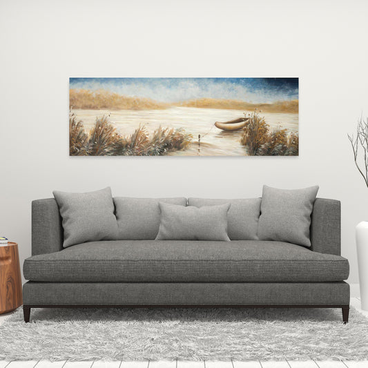 Abandoned Boat Canvas | Blue Coastal Art for Home Decor