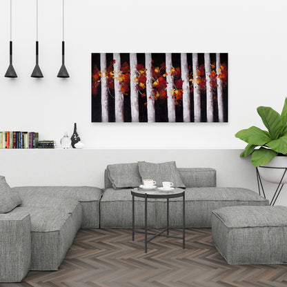 Trees and Fall Leaves Canvas | Bedroom Wall Decor Artwork