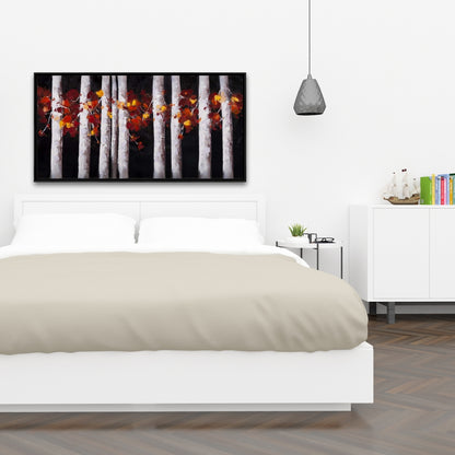 White Trees, Orange Leaves Canvas | Black Trees Landscapes