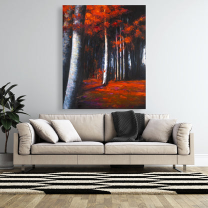 Mysterious Forest Trees Gray Bedroom Canvas - Home Decor Art