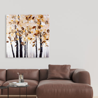 Texturized Leaves Trees Canvas | Contemporary Bedroom Decor