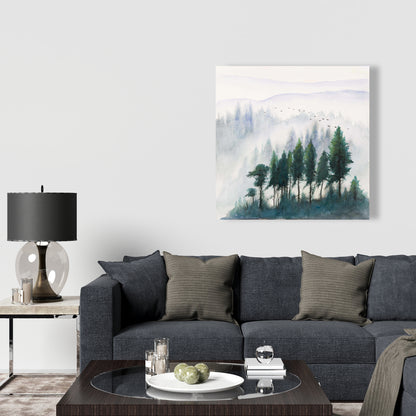 Gray Illustrative Mountains Watercolor Canvas - Home Decor