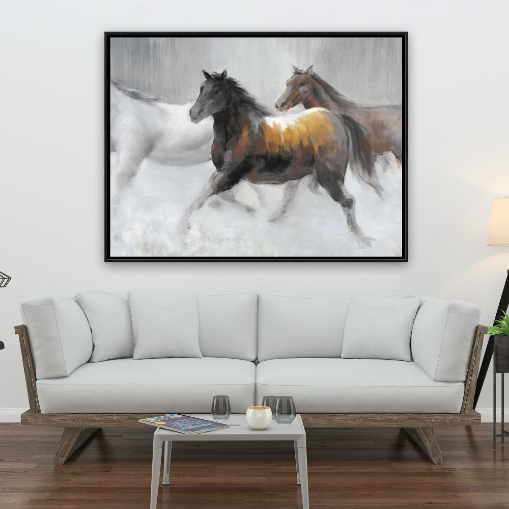 Toile encadrée Troupeau de chevaux sauvages | Décoration de chambre contemporaine