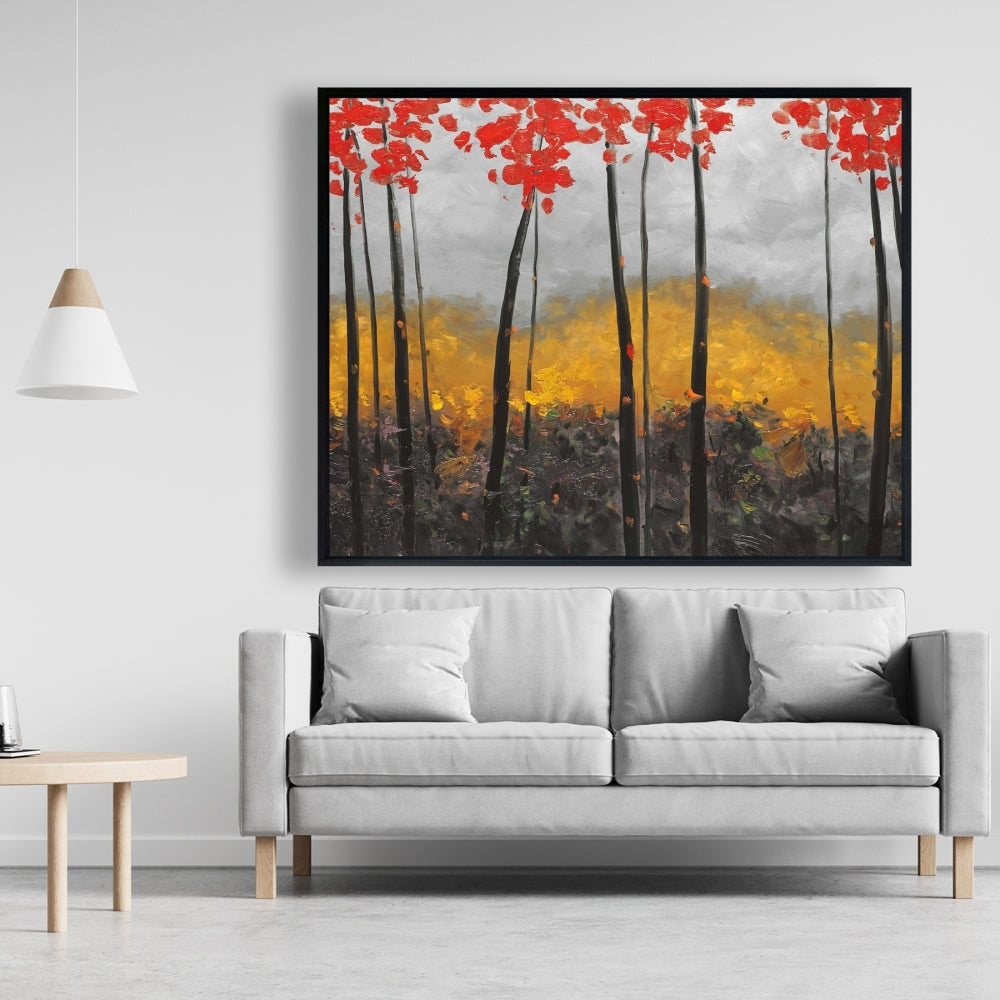 Arbres d'automne abstraits | Paysages contemporains sur toile encadrée