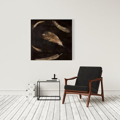 Golden Feathers Hygge Canvas - Cozy Living Room Decor