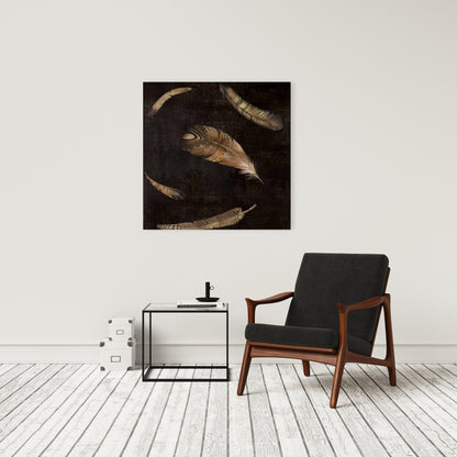 Golden Feathers Hygge Canvas - Cozy Living Room Decor