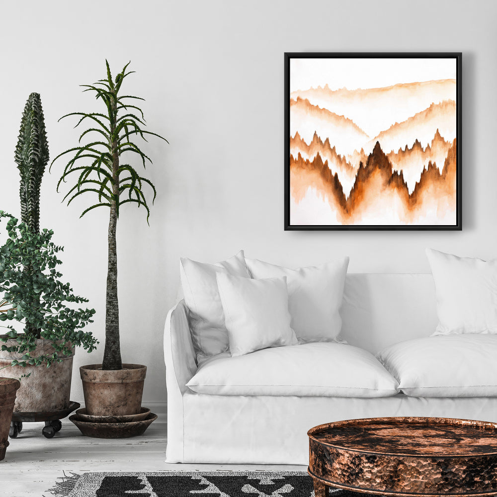 Mountain of Fir Trees | Minimalist Bedroom Framed Canvas Decor
