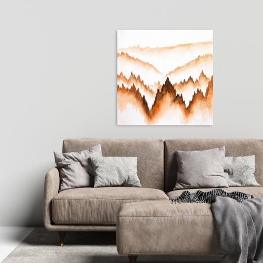 Mountain Fir Trees | Brown Minimalist Canvas Home Decor