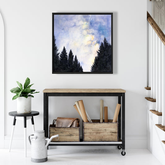 Toile Forêt et Ciel Étoilé | Art Contemporain Arbres Paysages