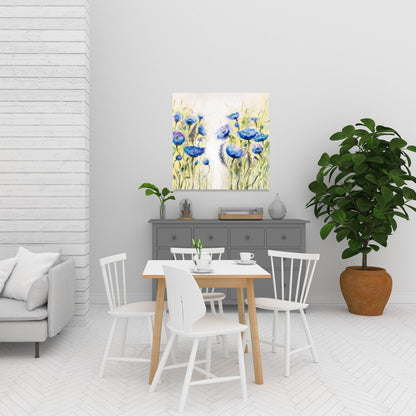 Blue Botanical Bedroom Canvas - Blue Garden Home Decor Art