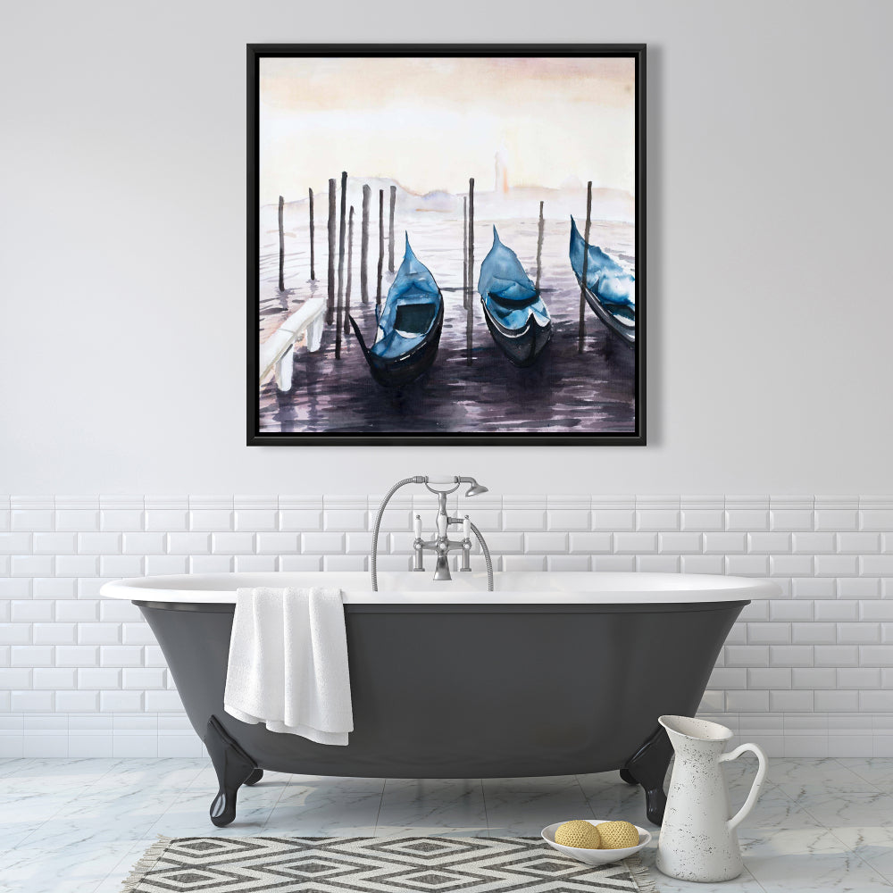 Blue Bedroom Canvas | Gondola in Italy Marine Framed Decor