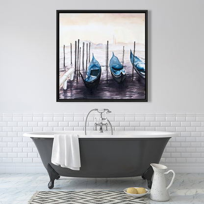 Blue Bedroom Canvas | Gondola in Italy Marine Framed Decor