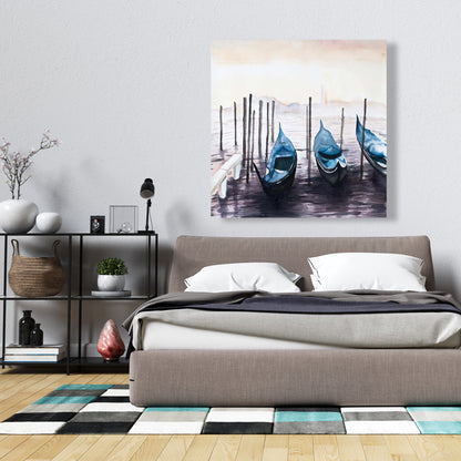 Boat Blue Coastal Canvas - The Gondola in Italy Home Decor