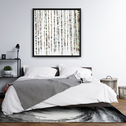 Watercolor Birch Tree Forest Canvas | Blue Bedroom Wall Art