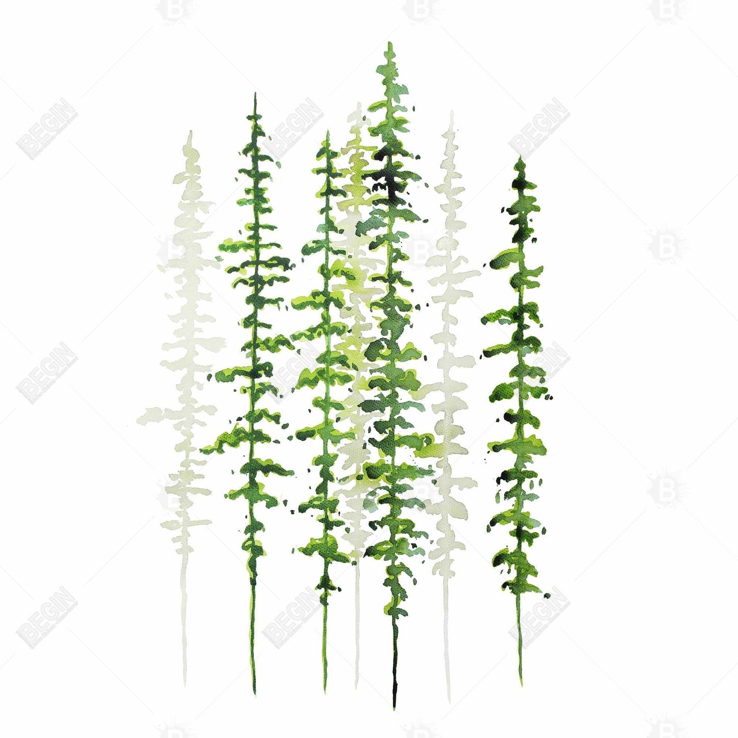 Minimalist Green Trees Framed Canvas | Home Decor Wall Art