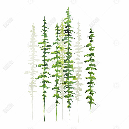 Minimalist Green Trees Framed Canvas | Home Decor Wall Art