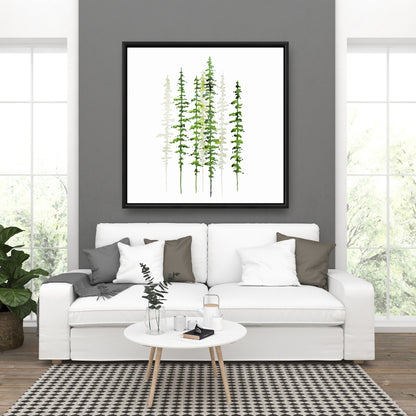 Minimalist Green Trees Framed Canvas | Home Decor Wall Art