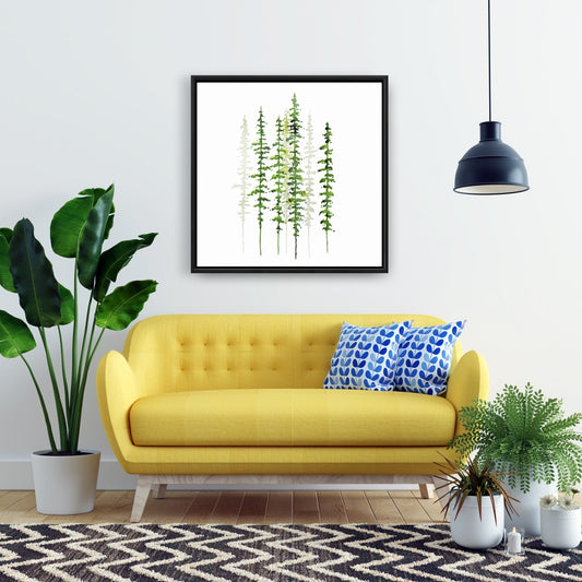 Minimalist Green Trees Framed Canvas | Home Decor Wall Art