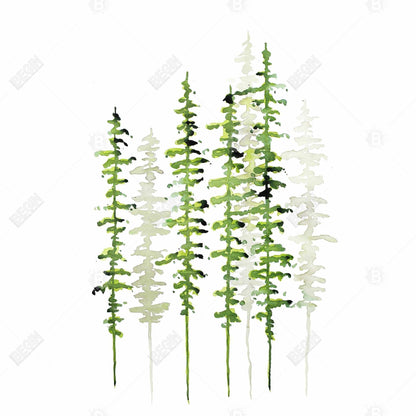 Arbres minces – Toile encadrée pour chambre verte | Décoration d'intérieur