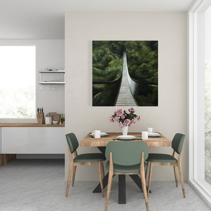 Suspended Bridge in Forest Canvas - Modern Tree Landscapes