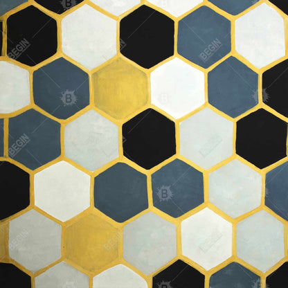 Blue Cells Framed Canvas - Modern Blue Bedroom Wall Decor