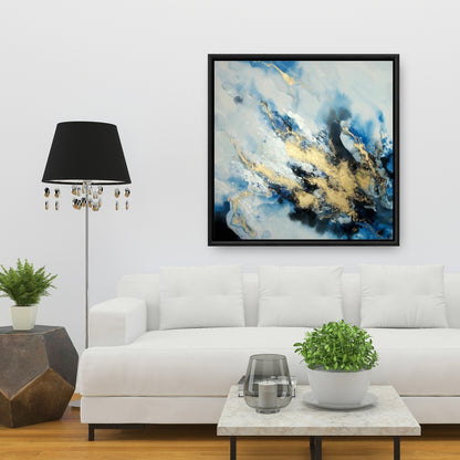 Blue Marble Modern Abstract Framed Canvas - Home Decor Art