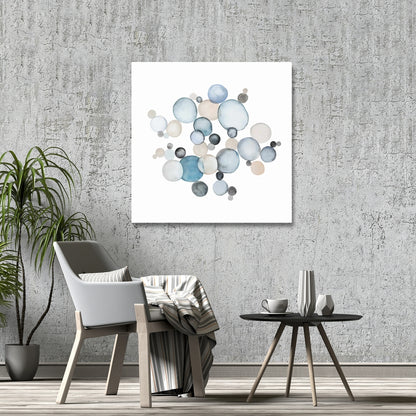 Round Pebbles Blue Abstract Minimalist Canvas Home Decor