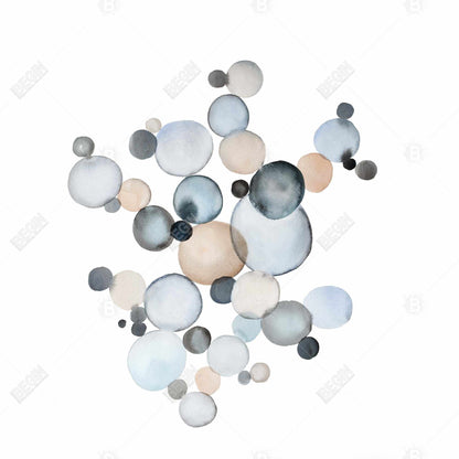 Toile abstraite bleu à bulles grisâtres - Décoration de chambre