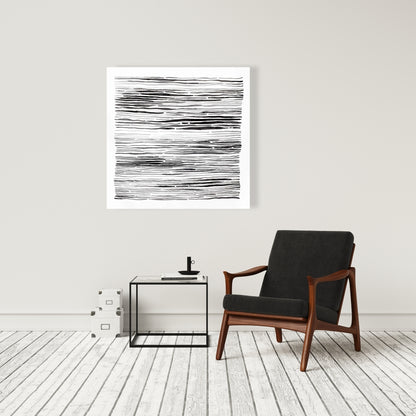 Gray Grooves White Abstract Shapes Canvas | Modern Home Decor