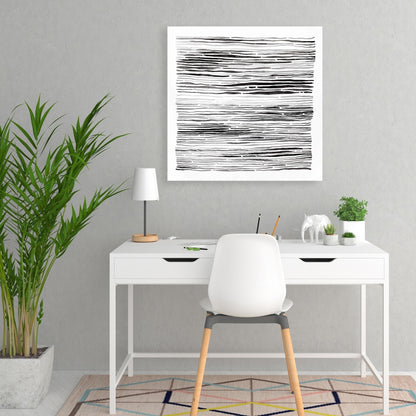 Gray Grooves White Abstract Shapes Canvas | Modern Home Decor