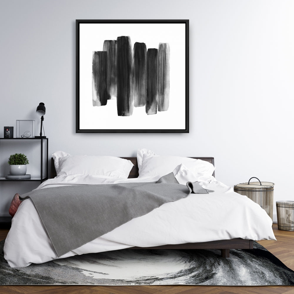 Black Shapes Minimalist Canvas | Bedroom Decor Framed Art