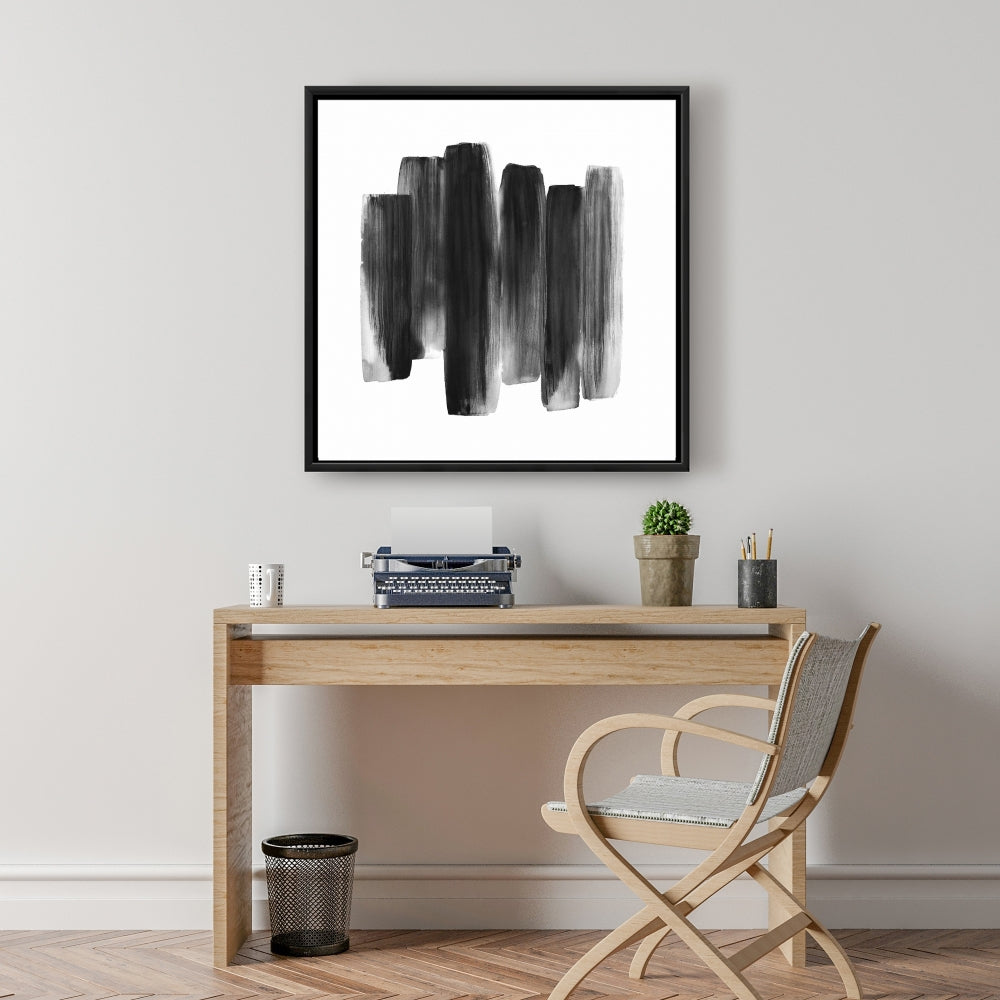 Black Shapes Minimalist Canvas | Bedroom Decor Framed Art