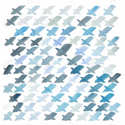 Blue Shapes Abstract Canvas - X Pattern Home Decor Artwork