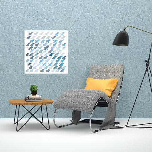 Blue Shapes Abstract Canvas - X Pattern Home Decor Artwork
